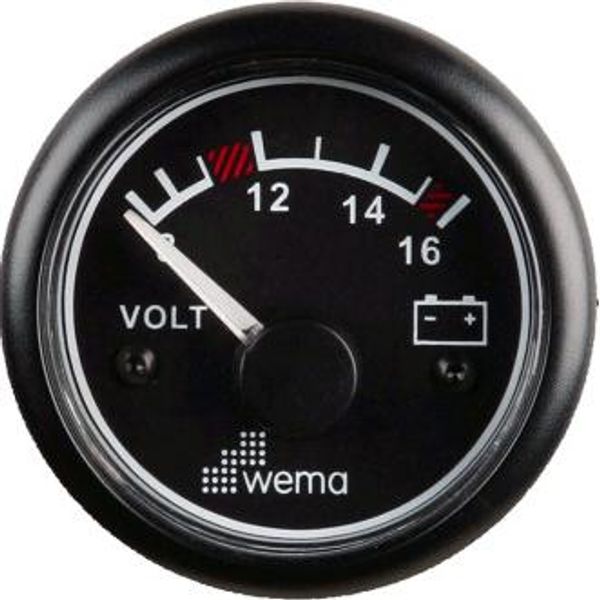 Hovedbilde Wema Voltmeter analog sort 12V