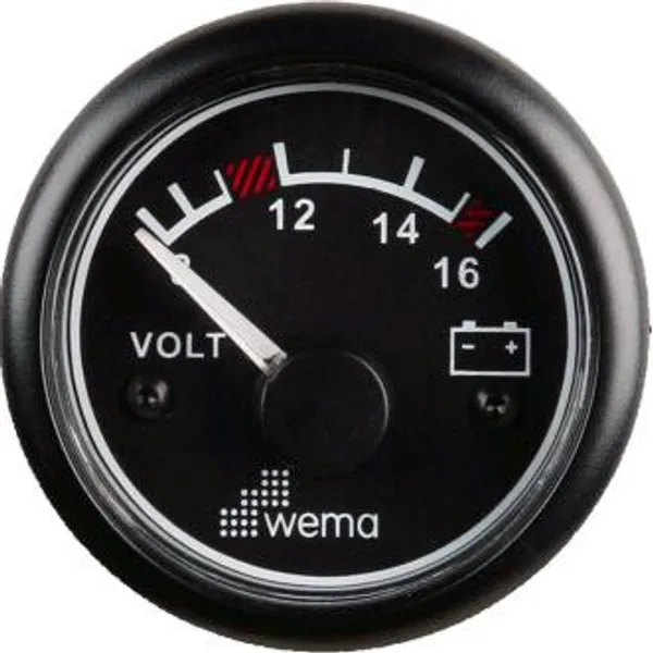 Hovedbilde Wema Voltmeter analog sort 12V
