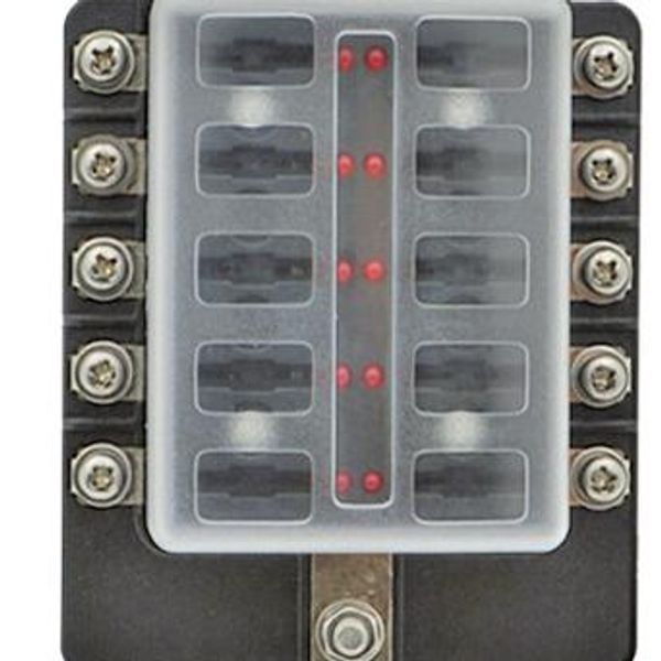 Hovedbilde 1852 Sikringsholder med LED indikator, 10 uttak